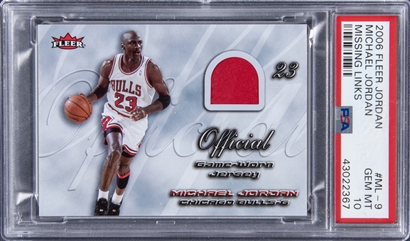 2006-07 Fleer Jordan Missing Links #ML-9 Michael Jordan Patch Card - PSA GEM MT 10